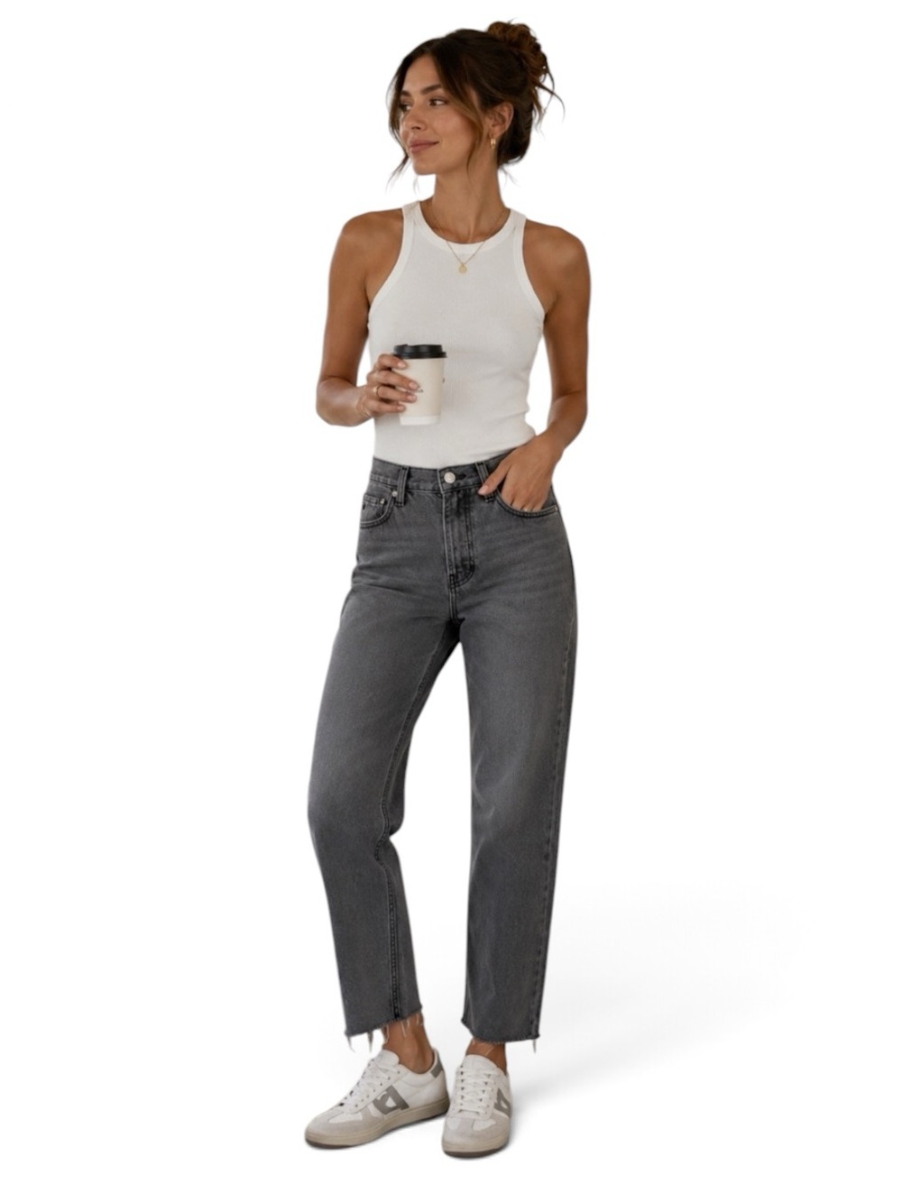 Etica Tyler High-Rise Straight-Leg Raw Hem Jeans